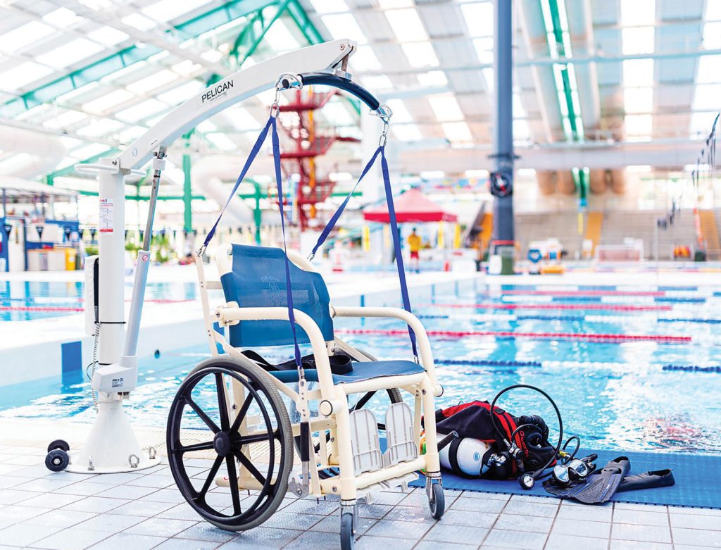 Pelican pool hoist and aquatic wheelchair