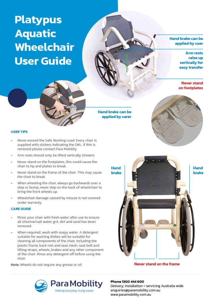 User Guide Aquatic Wheelchairs